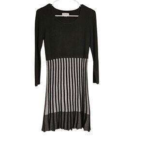 Calvin Klein Black and Gray Striped Women's Dress